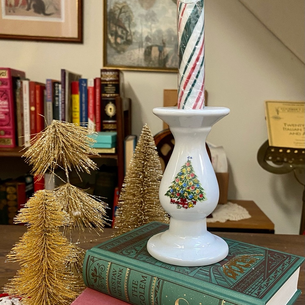 Vintage Ceramic Spode Christmas Tree Candlestick Holder, Vintage Christmas Decor